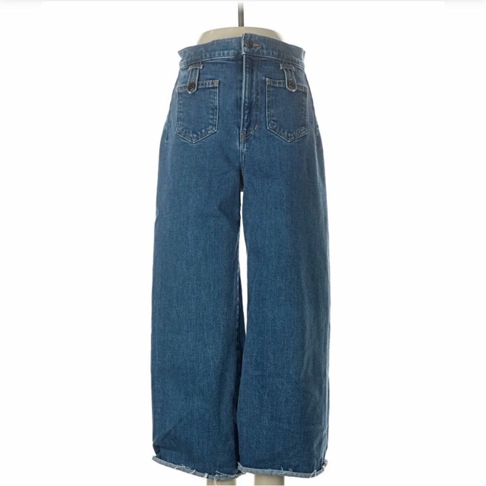 Veronica Beard Wide-Leg Cropped Jeans - Blue Denim